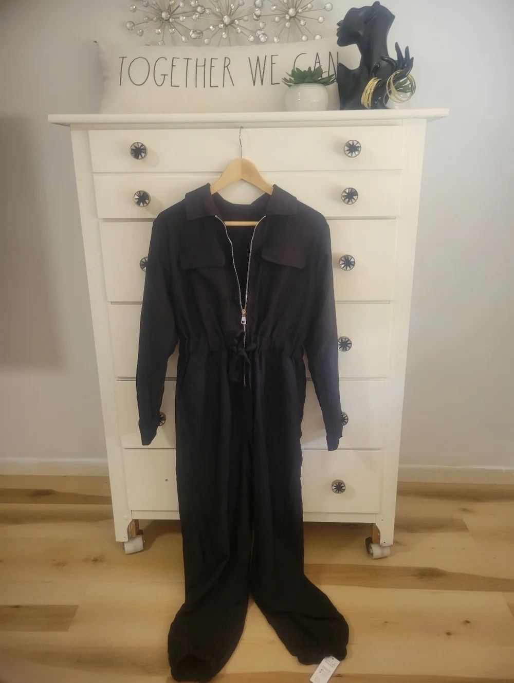 Cupshe Black Utility Jumpsuit – Size Small NWT | Elastic Waist, Street Chic Stap - Picture 3 of 11